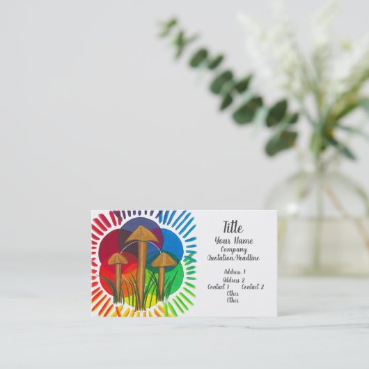 Cirkel van paddenstoelen - Acrylverf Visitekaartje (Staand voorkant)