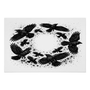 Cirkel van raven – Geïllustreerd door Haunted Ink Perfect Poster