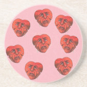 Cirkel van Surreal Broken Crying Red Heart Faces Zandsteen Onderzetter (Voorkant)