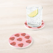 Cirkel van Surreal Broken Crying Red Heart Faces Zandsteen Onderzetter (Zijkant)