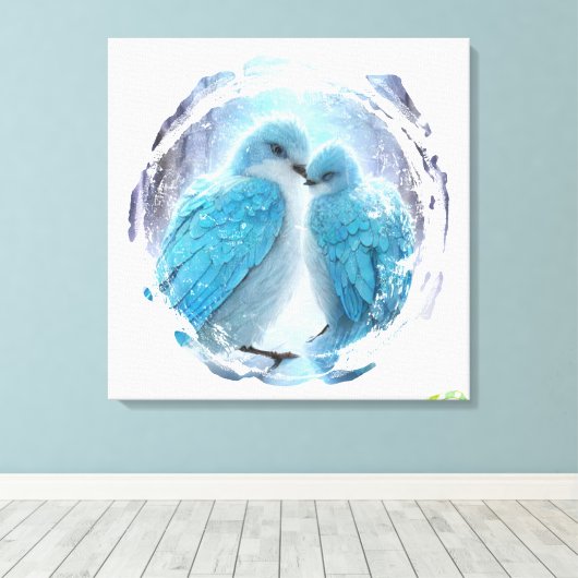 *~* Cirkel van Tortelduifjes AP54 Art Winter Canvas Afdruk (Insitu (Houten vloer))