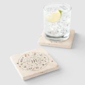 Cirkel van vijf monogram stenen onderzetter (Zijkant)