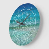 Cirkel van vijf oceaanachtergrondmuzikanten grote klok (Hoek)