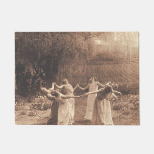 Cirkel van Vintage vrouwen die dansen Deurmat