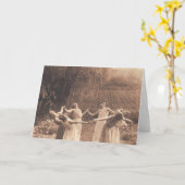 Cirkel van Vintage vrouwen die dansen Kaart (Gele Bloem)