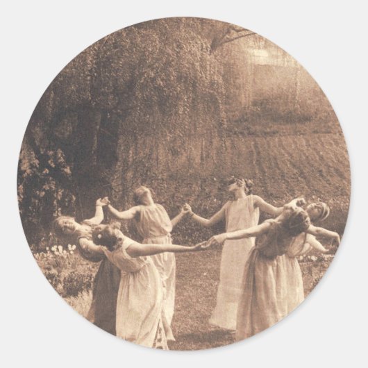 Cirkel van Vintage vrouwen die dansen Ronde Sticker (Voorkant)
