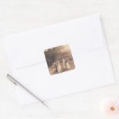 Cirkel van Vintage vrouwen die dansen Vierkante Sticker (Envelop)