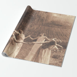 Cirkel van Vintage vrouwen die getuigen dansen Cadeaupapier