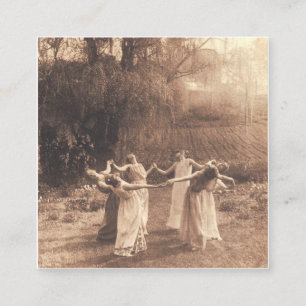 Cirkel van Vintage vrouwen die getuigen dansen Vierkante Visitekaartje