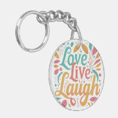 Cirkel van vreugde: liefde, leven, lachen sleutelhanger (Voorkant Links)