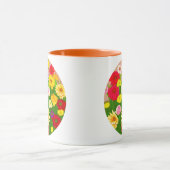 Cirkel van wilde bloemen, rood en geel mok (Midden)