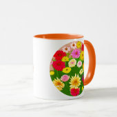 Cirkel van wilde bloemen, rood en geel mok (Voorkant rechts)