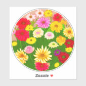 Cirkel van wilde bloemen, rood en geel sticker (Vel)