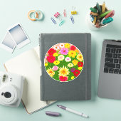 Cirkel van wilde bloemen, rood en geel sticker (iPad Cover)