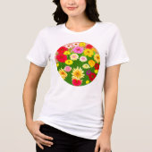 Cirkel van wilde bloemen, rood en geel Tri-Blend shirt (Voorkant)