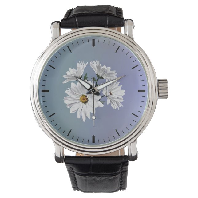 Cirkel van witte madeliefjes horloge (Voorkant)