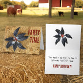 Cirkel van Zwart & Wit Kippen Eten Watermeloen Kaart