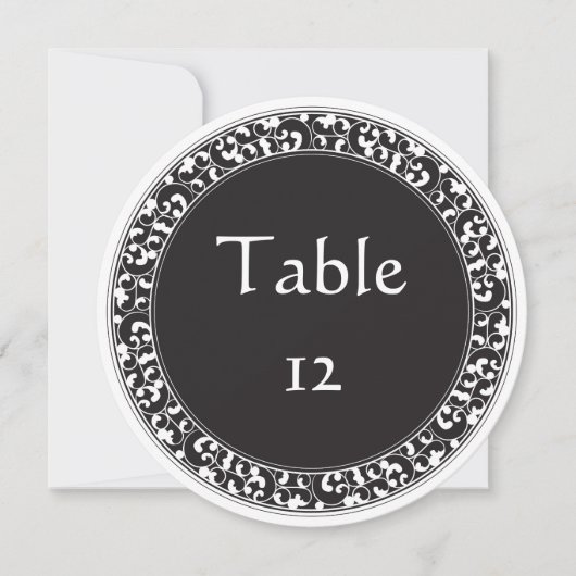 Cirkel Vintage Zwart Design - Tafel Nummers Kaart (Voorkant)