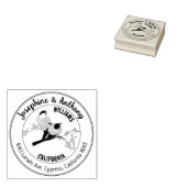 Cirkel vogelterugkeer familieadres rubberstempel (Gestempeld)