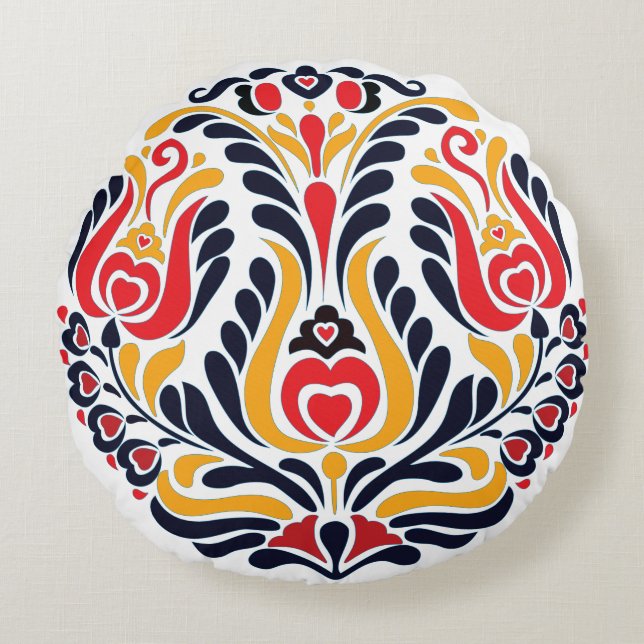 Cirkel Volkspatroon Rond Kussen (Voorkant)