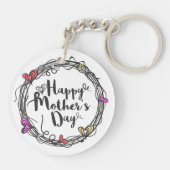 Cirkel w met hart Happy Moederdag Sleutelhanger (Achterkant)