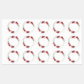 Cirkel Waterdicht Label met Gouden Krans & Bloemen (Vel)