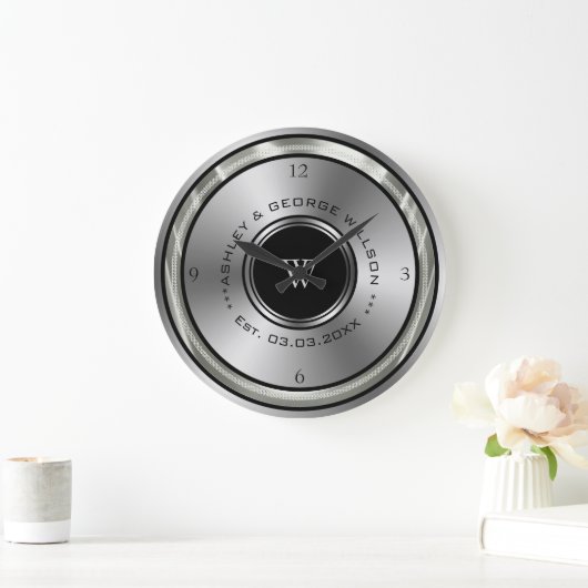 Cirkel zwart en zilver grote klok (Huis)