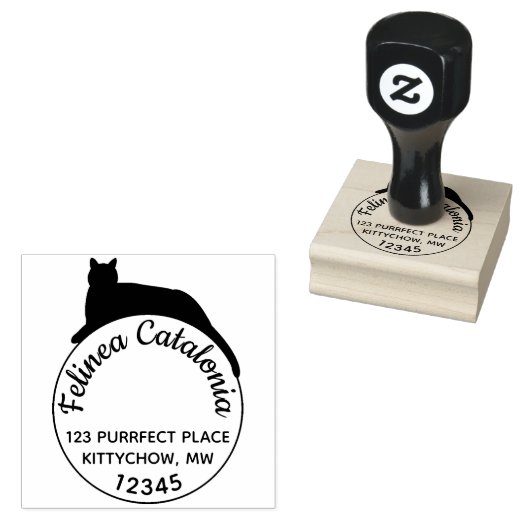 Cirkel Zwart Kat Retouradres Stempel Aangepaste Ro (Gestempeld)
