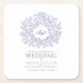 Cirkelbladtekenmonogram bruiloft zeer peri  kartonnen onderzetters (Voorkant)