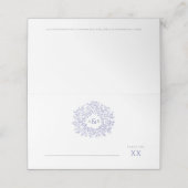 Cirkelblauwe paarse bladeren getrokken bruiloft plaatskaartje (Buitenkant ongevouwen)