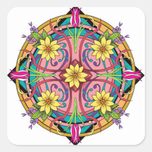 Cirkelbloemen Vierkante Sticker