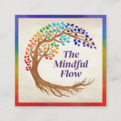 Cirkelboom met regenboogscharrelblad vierkante visitekaartje (Voorkant)