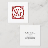 Cirkelbox - Initialen - Rood Ruby Vierkante Visitekaartje (Voorkant / Achterkant)