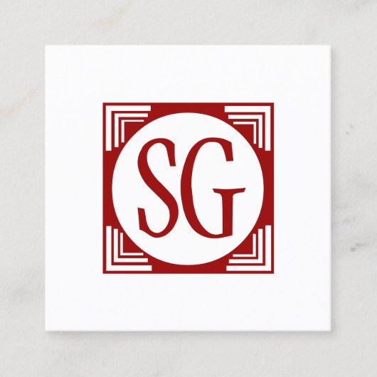 Cirkelbox - Initialen - Rood Ruby Vierkante Visitekaartje (Voorkant)