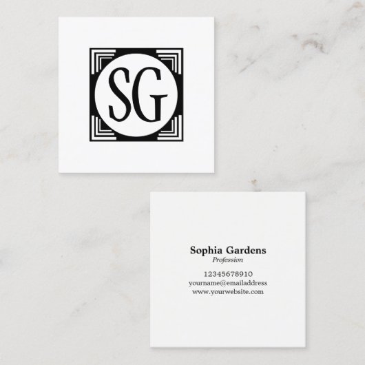 Cirkelbox - Initialen Vierkante Visitekaartje (Voorkant / Achterkant)