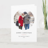 Cirkelfoto Rood Minimalistisch Vrolijk Kerstfeest Feestdagen Kaart (Voorkant)