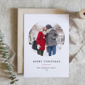 Cirkelfoto Rood Minimalistisch Vrolijk Kerstfeest Feestdagen Kaart