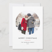 Cirkelfoto Rood Minimalistisch Vrolijk Kerstfeest Feestdagenkaart (Voorkant)