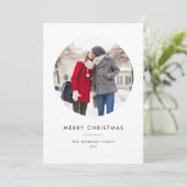 Cirkelfoto Rood Minimalistisch Vrolijk Kerstfeest Feestdagenkaart (Staand voorkant)