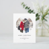 Cirkelfoto Rood Minimalistisch Vrolijk Kerstfeest Feestdagenkaart (Staand voorkant)