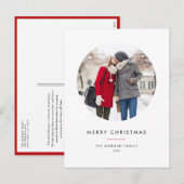Cirkelfoto Rood Minimalistisch Vrolijk Kerstfeest Feestdagenkaart (Voorkant / Achterkant)