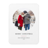 Cirkelfoto Rood Minimalistisch Vrolijk Kerstfeest Magneet (Verticaal)