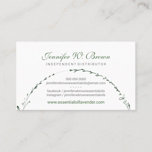Cirkelgroene lijst Essential Oils flower Visitekaartje (Achterkant)