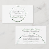 Cirkelgroene lijst Essential Oils flower Visitekaartje (Voorkant / Achterkant)