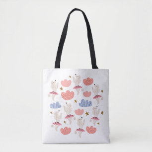 Cirkelillustratie met schattige poodle honden in s tote bag