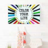 Cirkelkleurige potloden / krayonen + uw ideeën spandoek (Insitu)