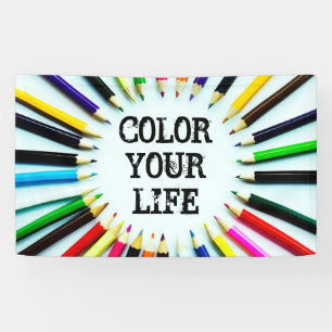 Cirkelkleurige potloden / krayonen + uw ideeën spandoek