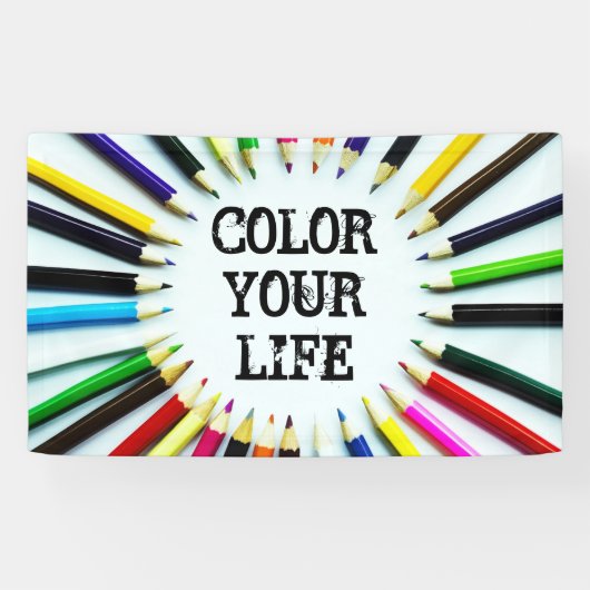 Cirkelkleurige potloden / krayonen + uw ideeën spandoek (Horizontaal)