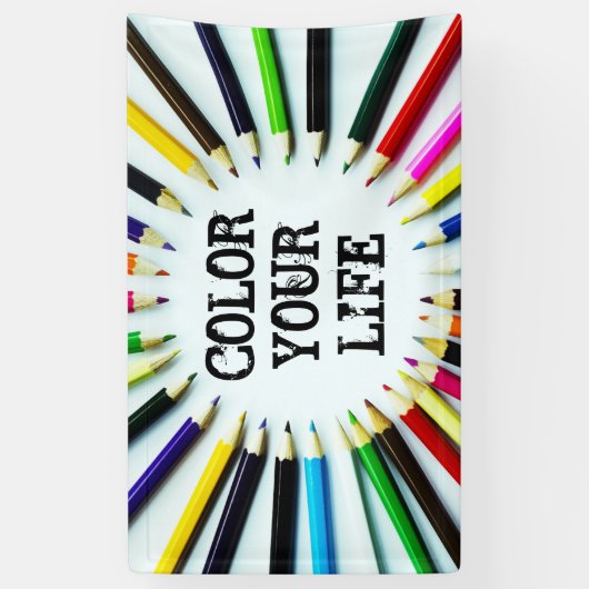 Cirkelkleurige potloden / krayonen + uw ideeën spandoek (Verticaal)