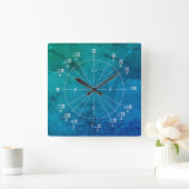 Cirkelklok blauw vierkante klok (Huis)